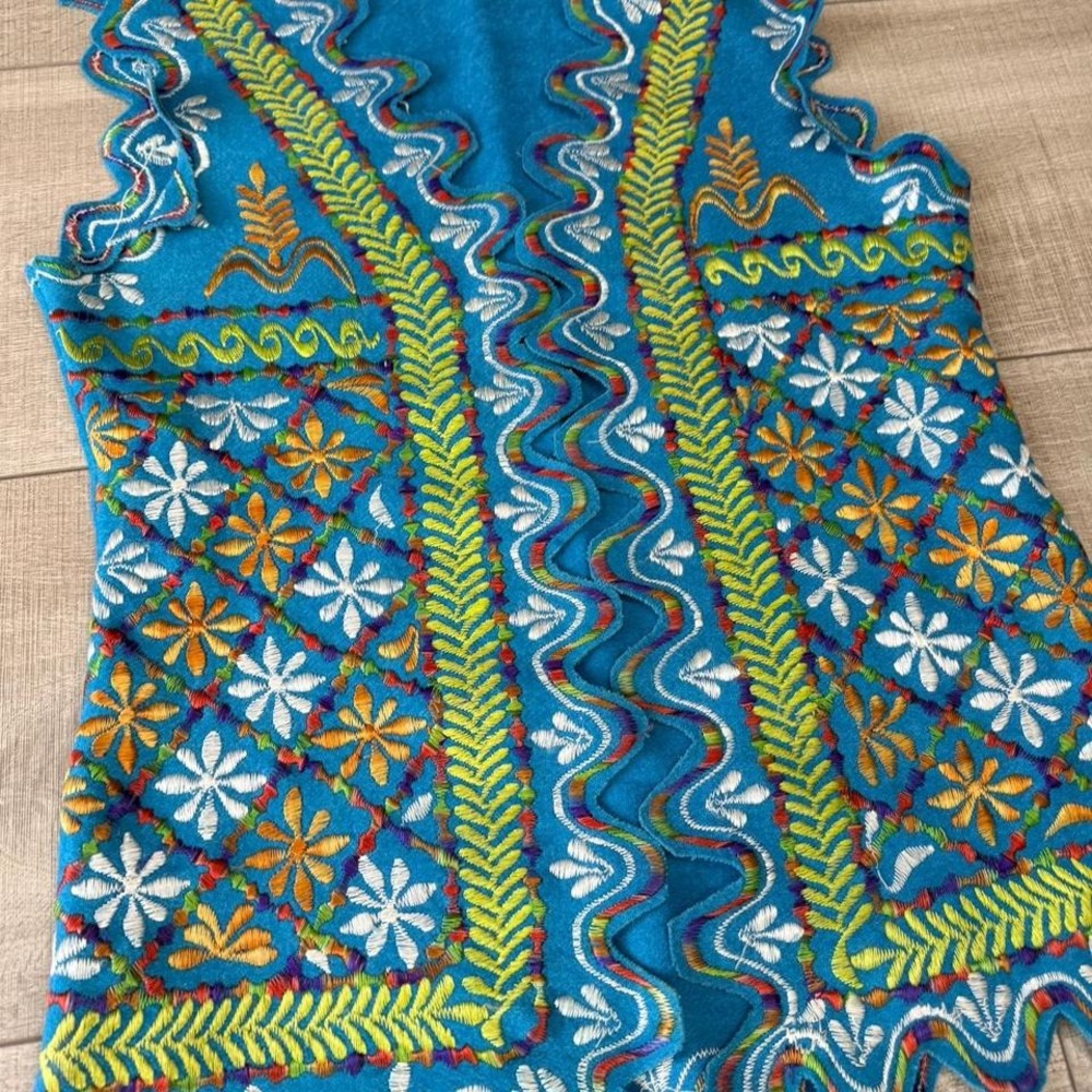 Handmade Embroidered Vest – Boho Festival Hippie‎ Crochet Style Blue